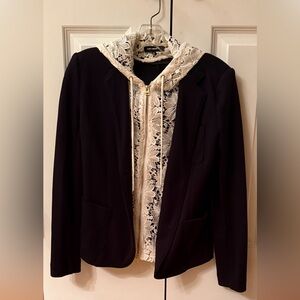 525 America Black Women's Blazer with Removable Lace hoody